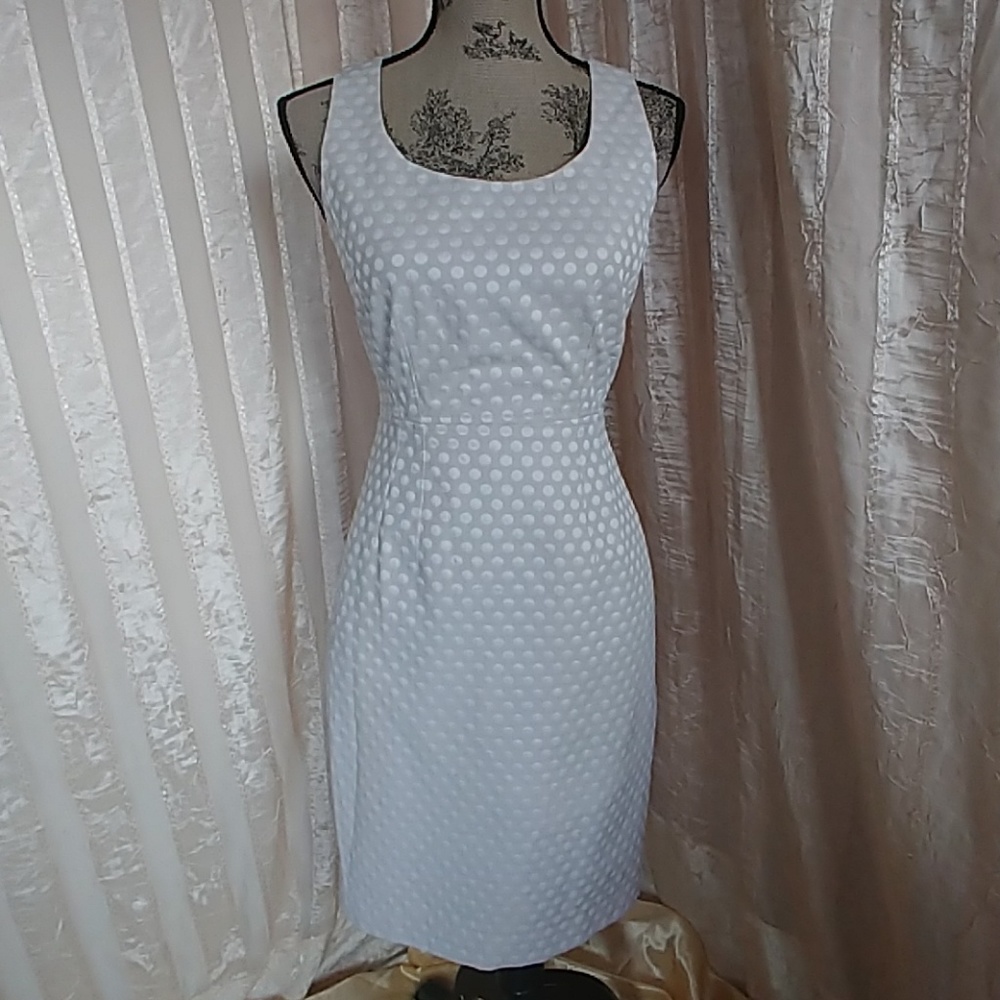 Calvin Klein White Polka Dot Sheath Dress